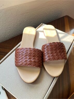 Nisolo Woven Leather Slide Sandals - Brown